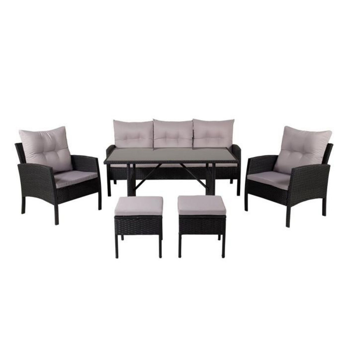 Paris Prix Salon de Jardin  Knock  158cm Noir & Gris