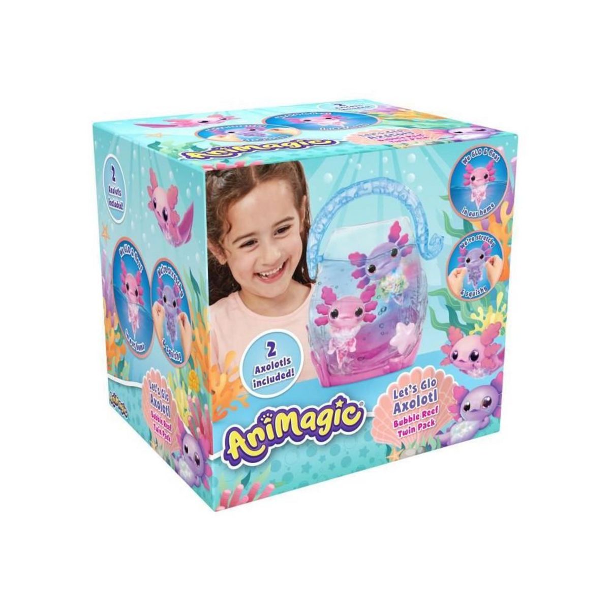 GOLIATH Animagic - GOLIATH - Pack double Axolotl - Aquarium a bulles - Rose / Violet - Des 4 ans