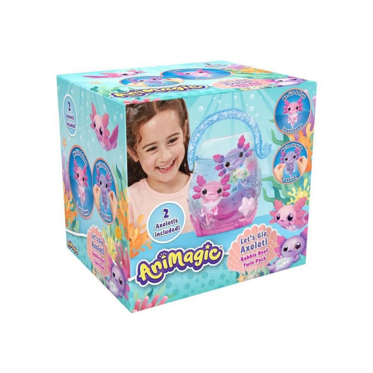 GOLIATH Animagic - GOLIATH - Pack double Axolotl - Aquarium a bulles - Rose / Violet - Des 4 ans