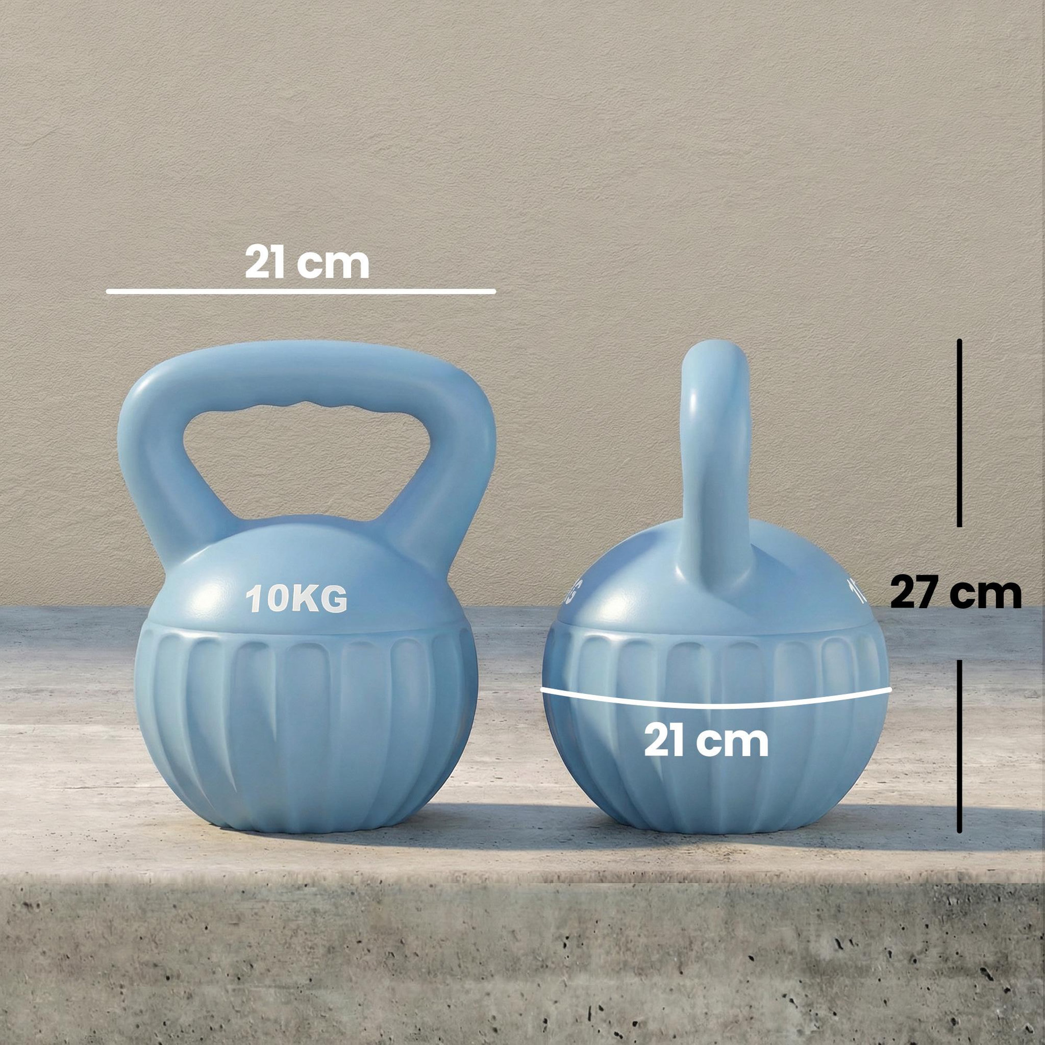 Voir la diapositive 3 : HOMCOM Kettlebell 10 kg - prise ergonomique - entraînement musculaire & haltérophilie - pp bleu ciel
