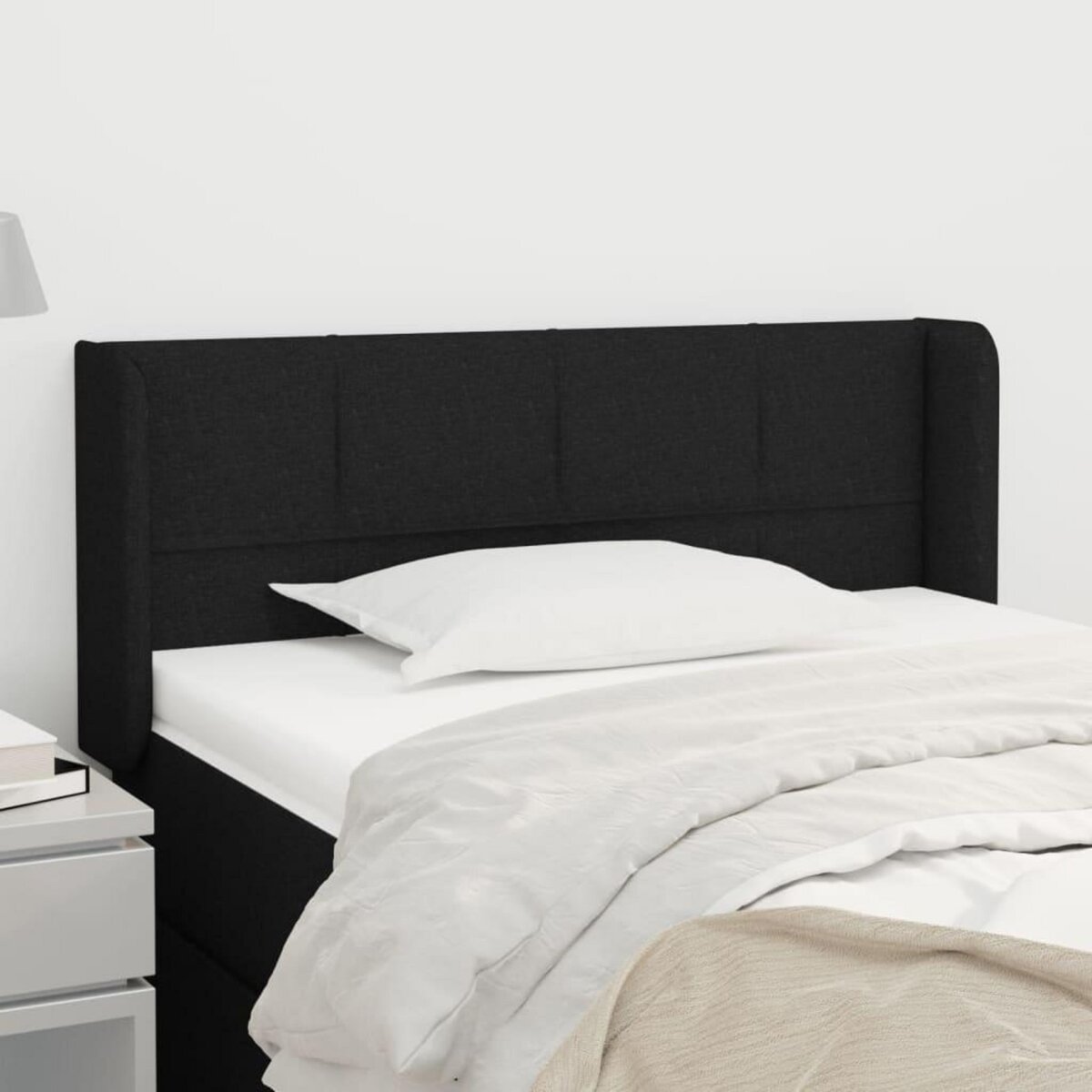 VIDAXL Tete de lit avec oreilles Noir 103x16x78/88 cm Tissu