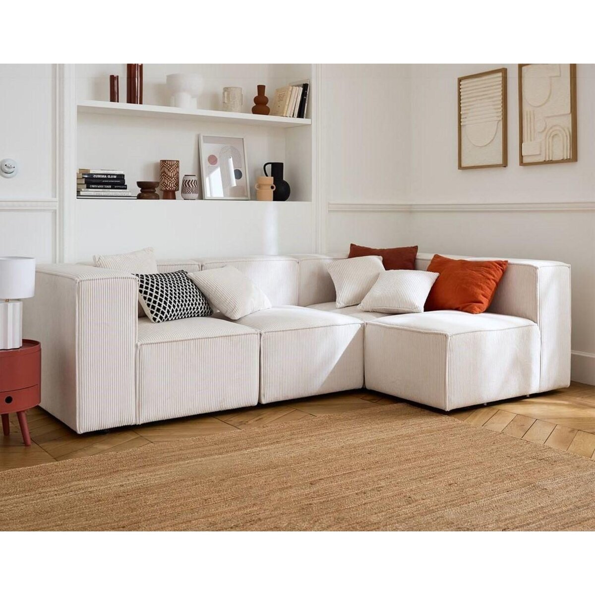 LISA DESIGN Arty - canapé modulable d'angle droit 4 places - en velours côtelé