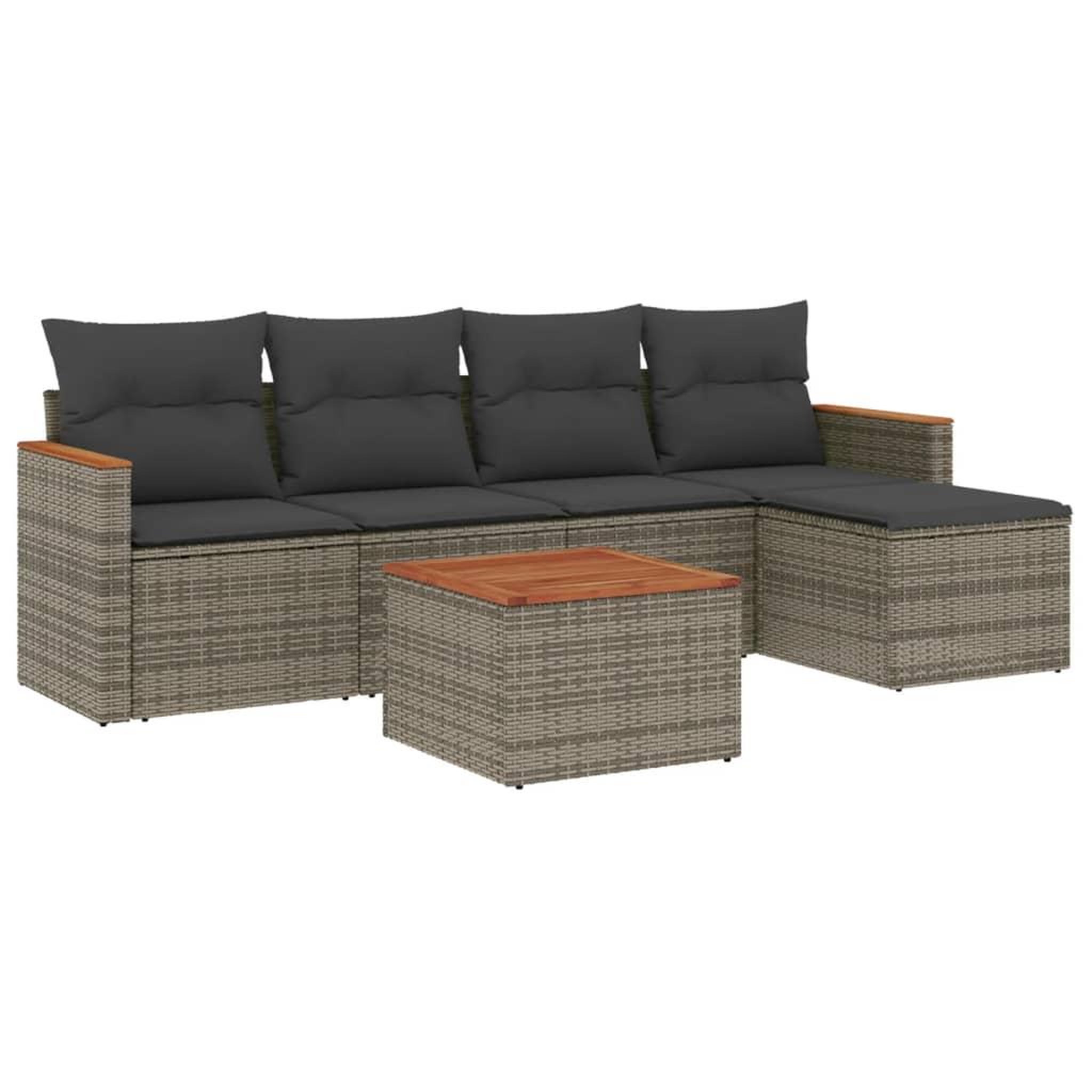Voir la diapositive 2 : VIDAXL Salon de jardin 6 pcs avec coussins gris resine tressee
