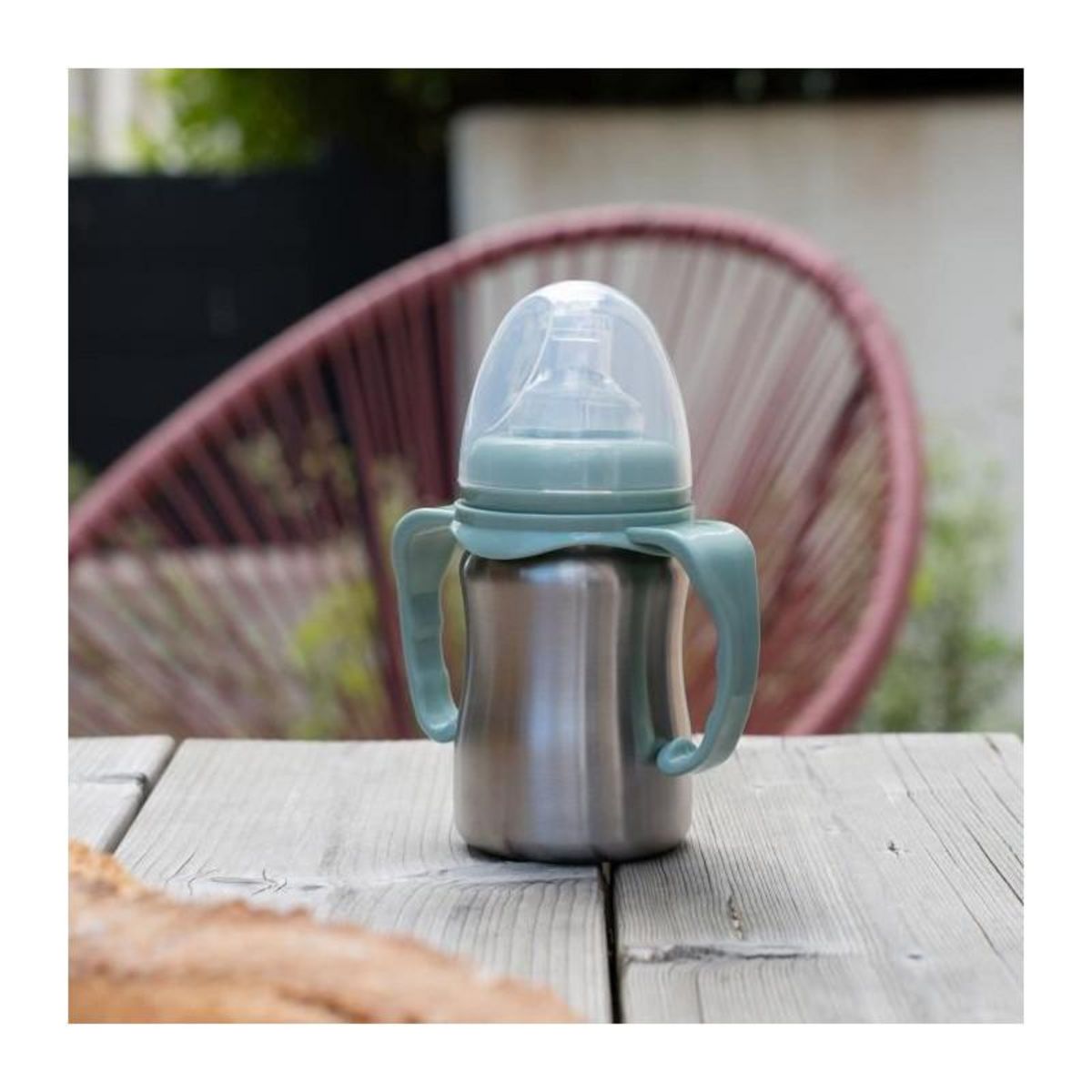 THERMOBABY Tasse d'apprentissage - THERMOBABY - Inox - 180 ml - Vert Cactus - Ergonomique et anti-fuites