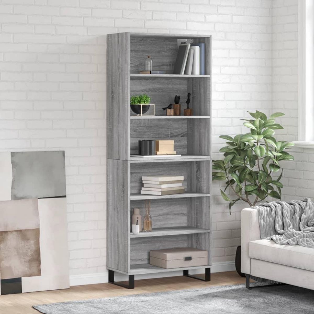 VIDAXL Buffet sonoma gris 69,5x32,5x180 cm bois d'ingenierie
