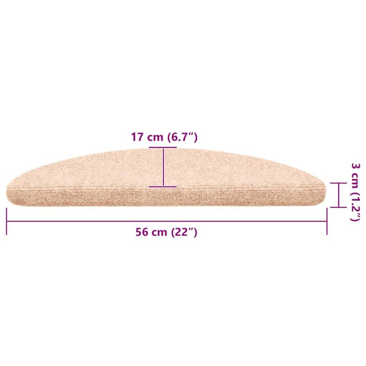 VIDAXL Tapis d'escalier auto-adhesifs 30 pcs creme 56x17x3 cm