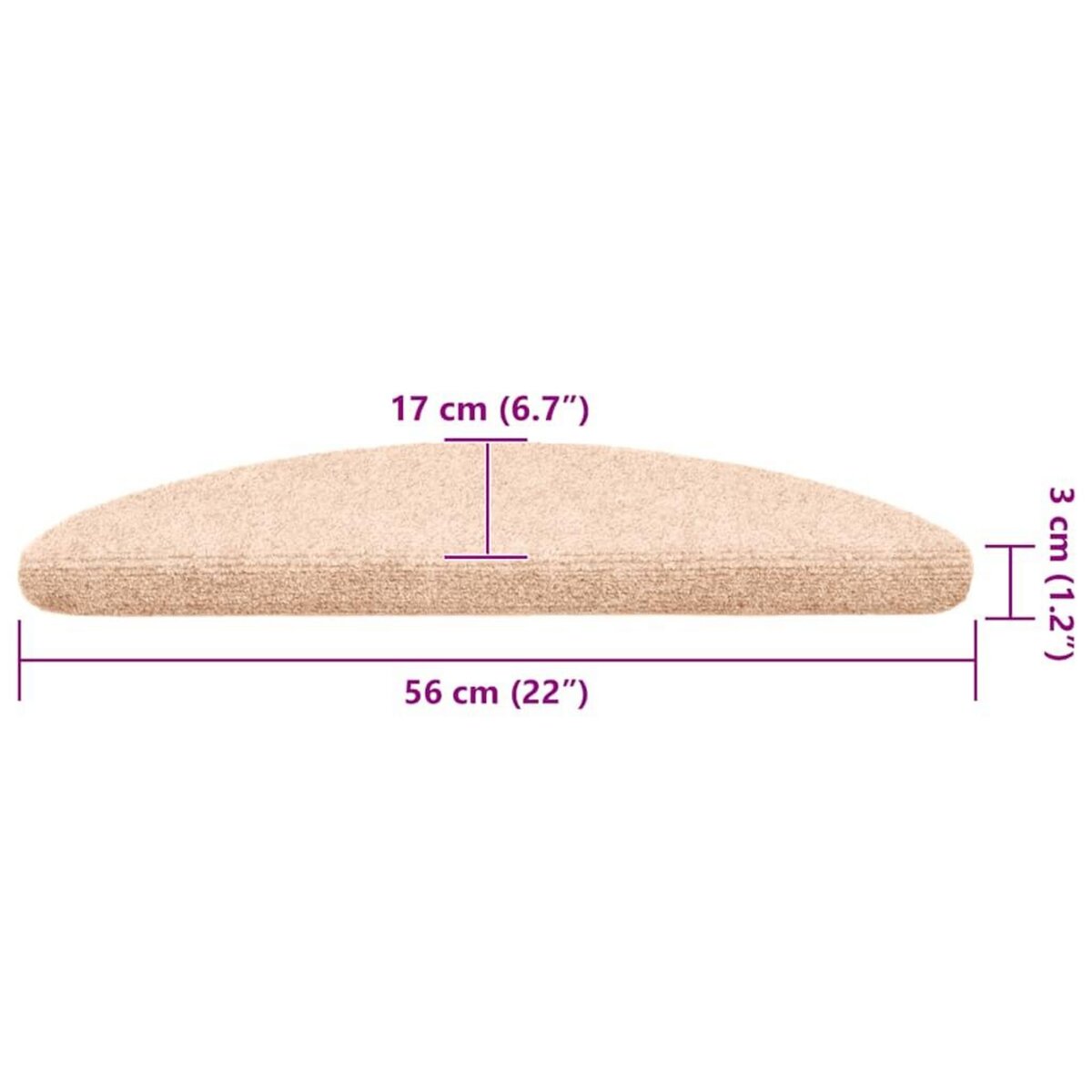 VIDAXL Tapis d'escalier auto-adhesifs 30 pcs creme 56x17x3 cm