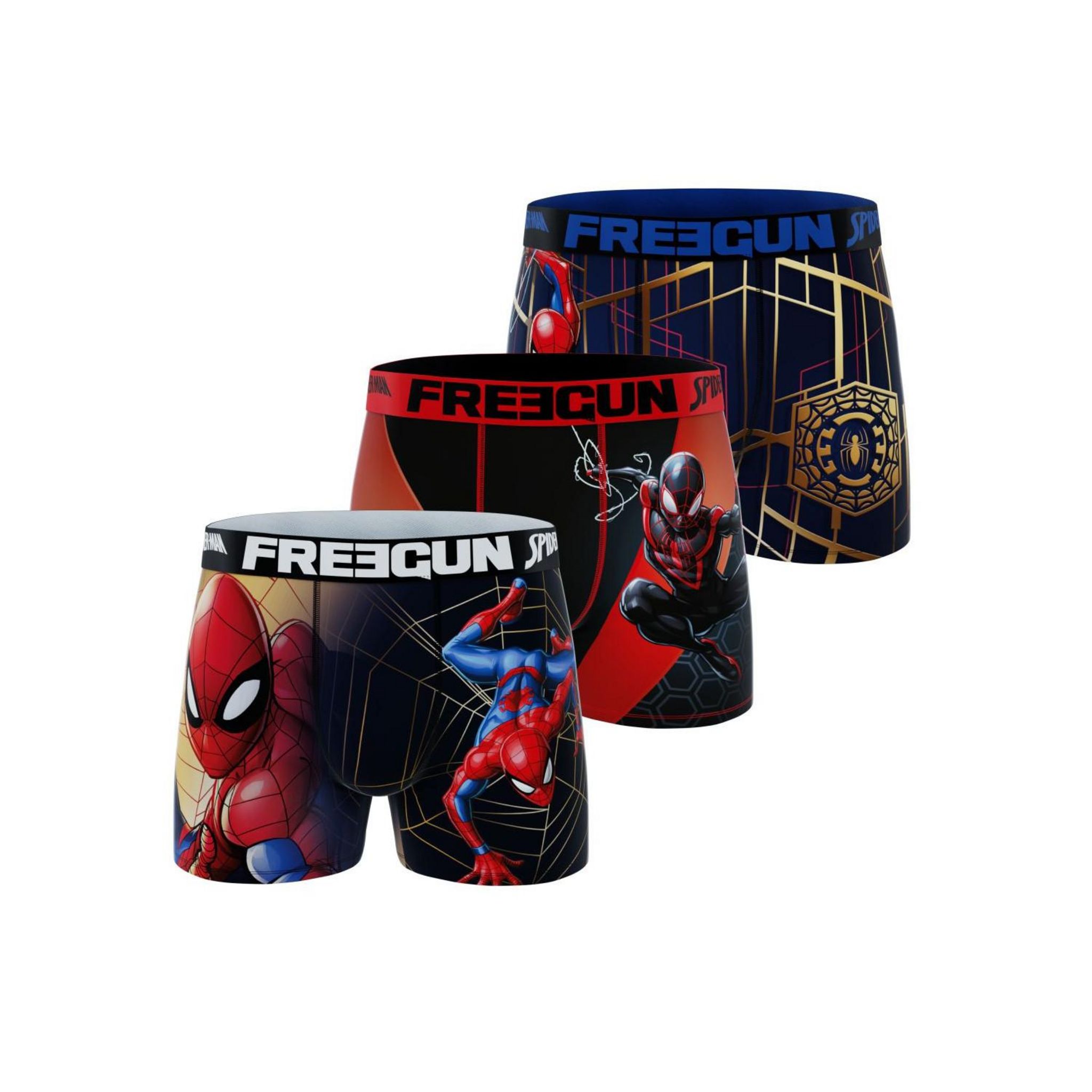 FREEGUN Lot de 3 boxers enfant Ultimate Spiderman. Coloris disponibles : Noir