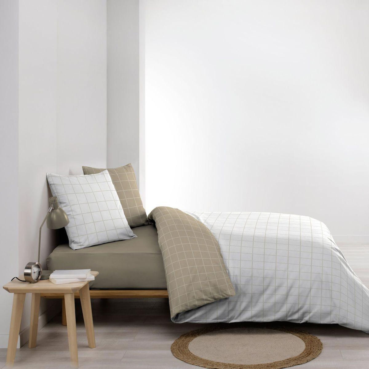 Paris Prix Parure de Lit Réversible 3 Pièces  Cadria  200x200cm Naturel