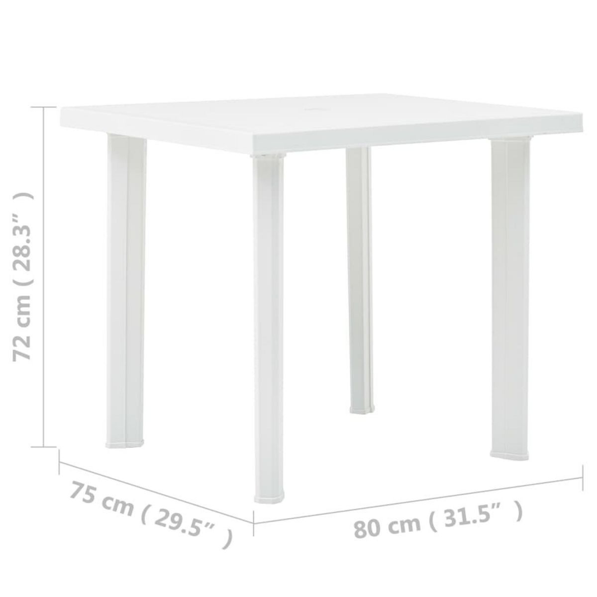 VIDAXL Table de jardin Blanc 80x75x72 cm Plastique