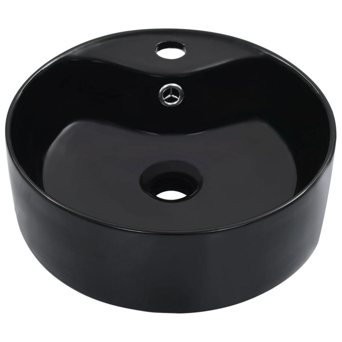 VIDAXL Lavabo avec trop-plein 36x13 cm Ceramique Noir