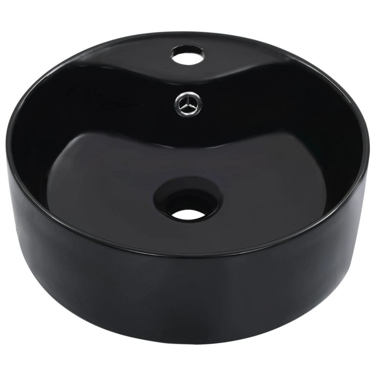 VIDAXL Lavabo avec trop-plein 36x13 cm Ceramique Noir
