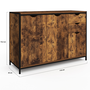 Voir la diapositive 5 : ID MARKET Buffet bas 110 cm DAYTON avec placards et tiroirs design industriel