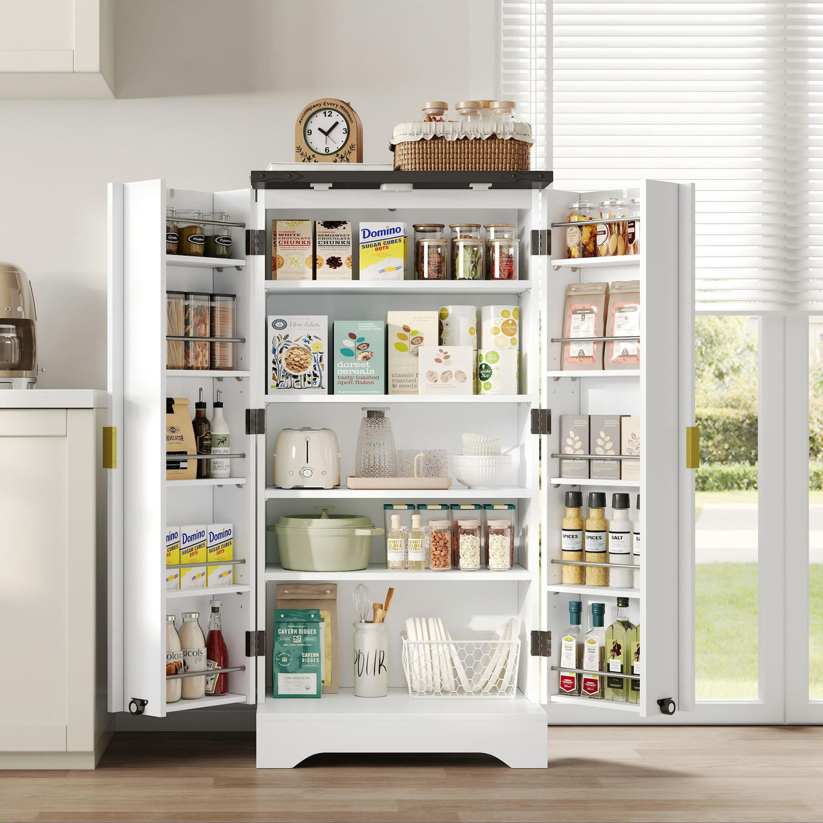 MERAX Buffet de cuisine 2 portes 0 tiroir - 60 cm blanc led mdf