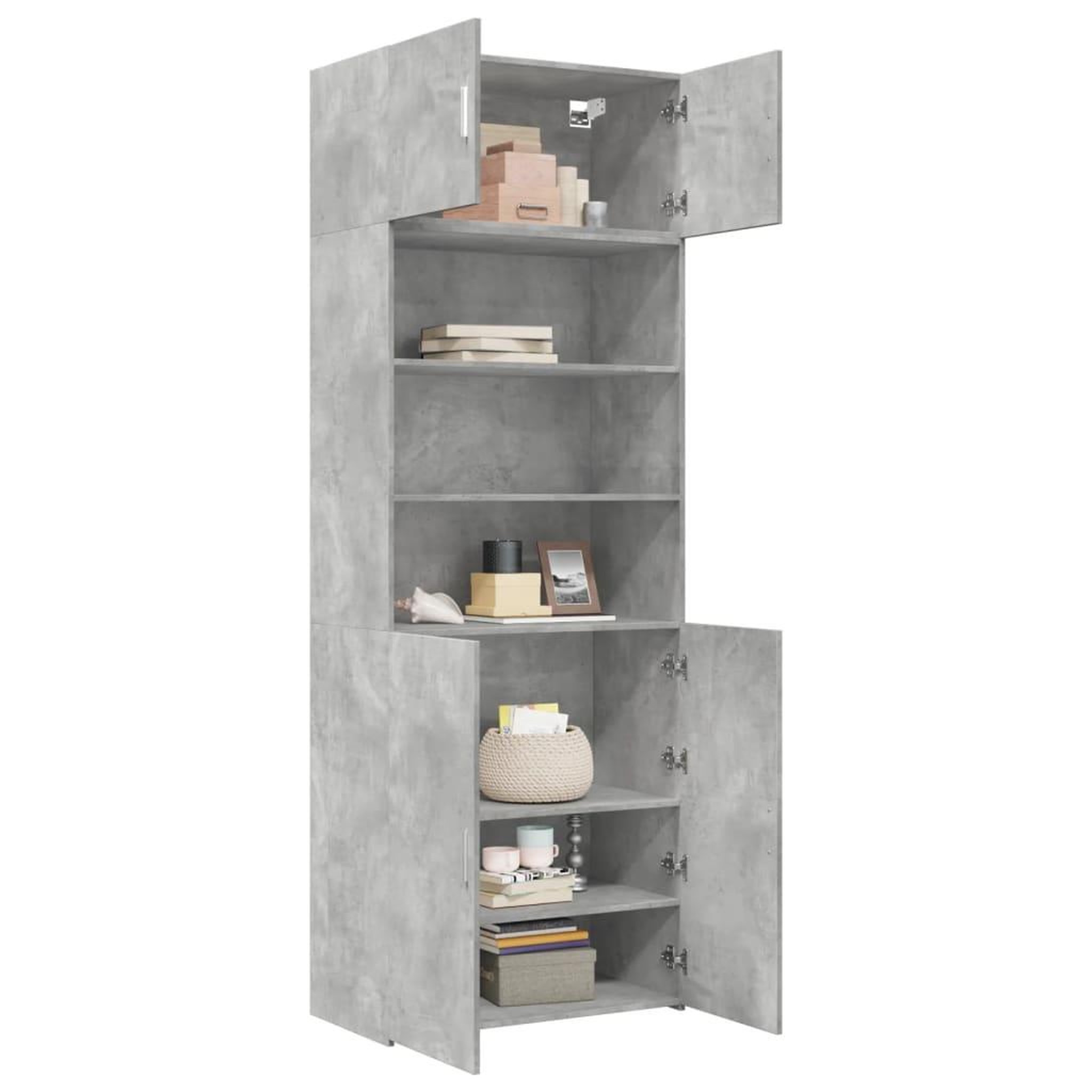 Voir la diapositive 3 : VIDAXL Armoire de rangement gris beton 80x42,5x225cm bois d'ingenierie