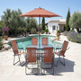 Voir la diapositive 2 : Habitat et Jardin Salon de jardin repas avec parasol en métal  Convivia  - 6 places - Terracotta