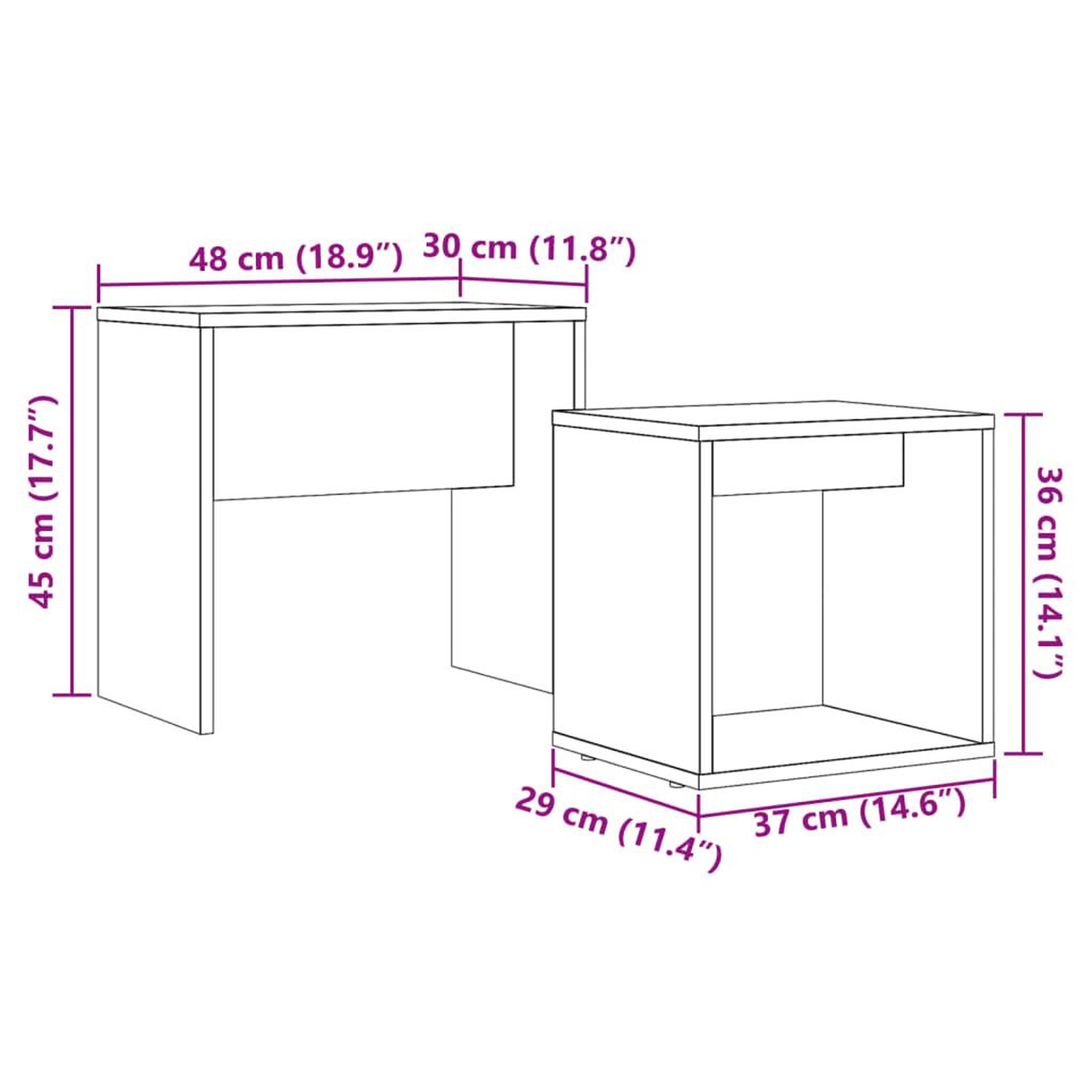 Voir la diapositive 6 : VIDAXL Tables basses gigognes 2 pcs vieux bois bois d'ingenierie