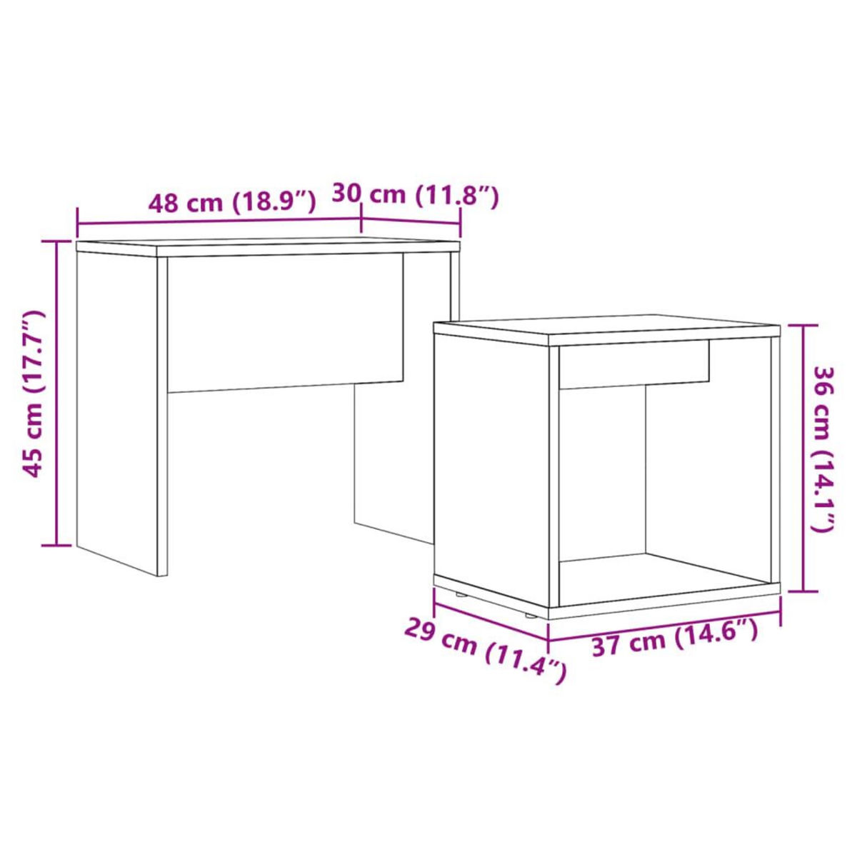 VIDAXL Tables basses gigognes 2 pcs vieux bois bois d'ingenierie