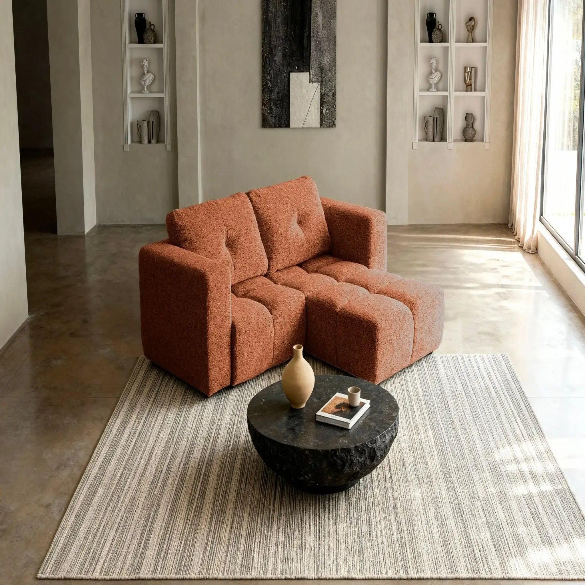 Voir la diapositive 6 : CASANOVA PARIS Romy mini - canapé d'angle convertible tissu chenille 2 places