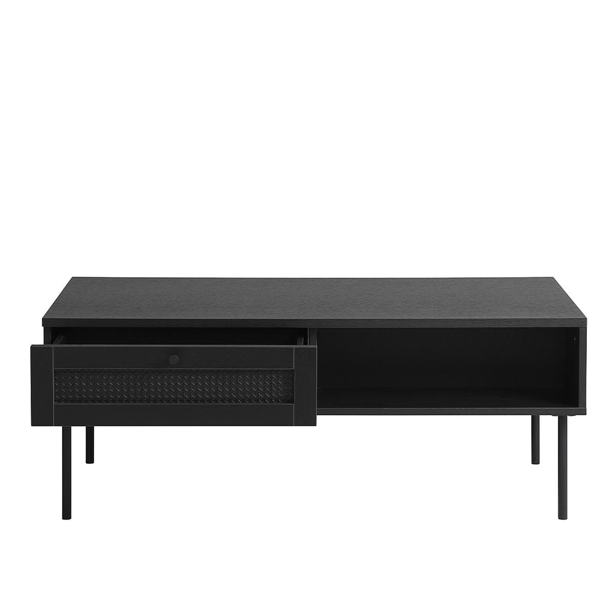 Voir la diapositive 3 : MAISON AUBERTIN Meuble tv bois et cannage manarola 110x42 cm - noir