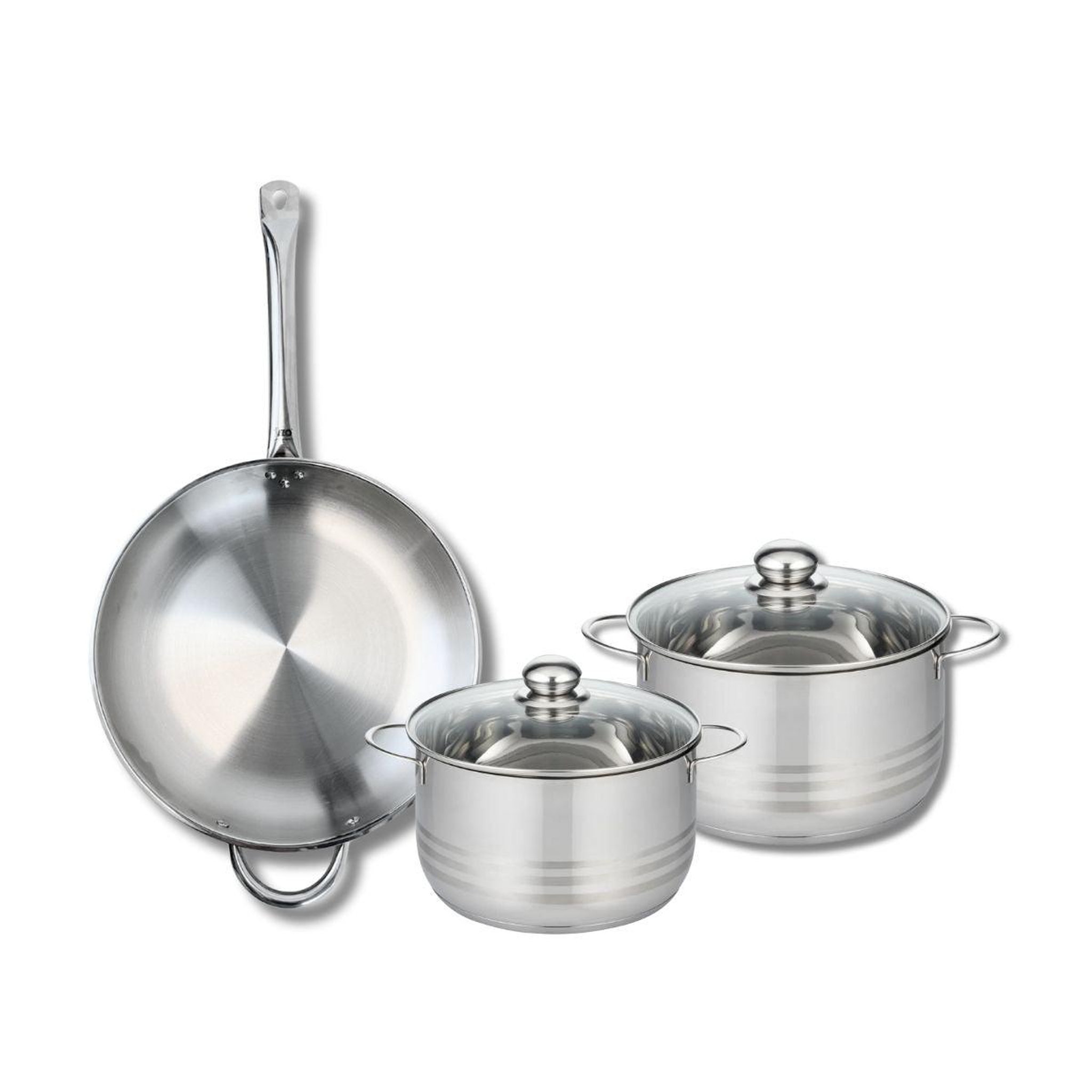 ELO Ensemble de 1 Poêle de cuisson 32 cm et 2 faitouts 20 et 24 cm Elo Profi Brillant