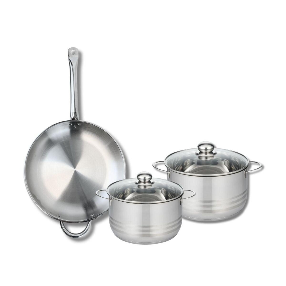 ELO Ensemble de 1 Poêle de cuisson 32 cm et 2 faitouts 20 et 24 cm Elo Profi Brillant