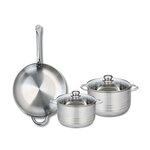 ELO Ensemble de 1 Poêle de cuisson 32 cm et 2 faitouts 20 et 24 cm Elo Profi Brillant