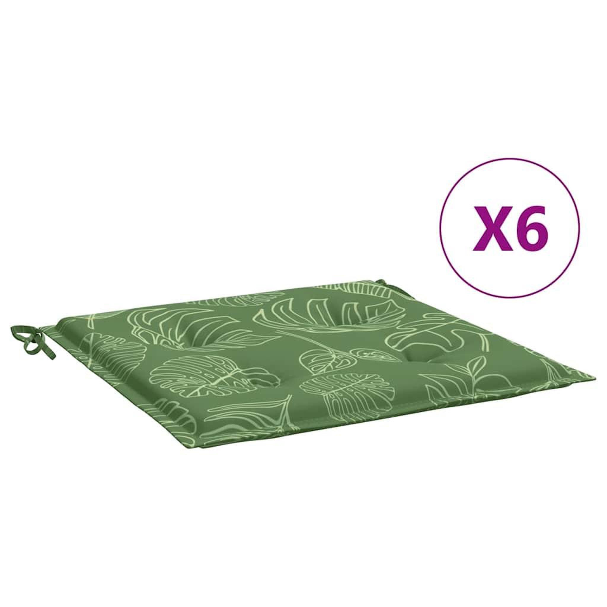 Voir la diapositive 2 : VIDAXL Coussins de chaise lot de 6 motif de feuilles 40x40x3 cm tissu