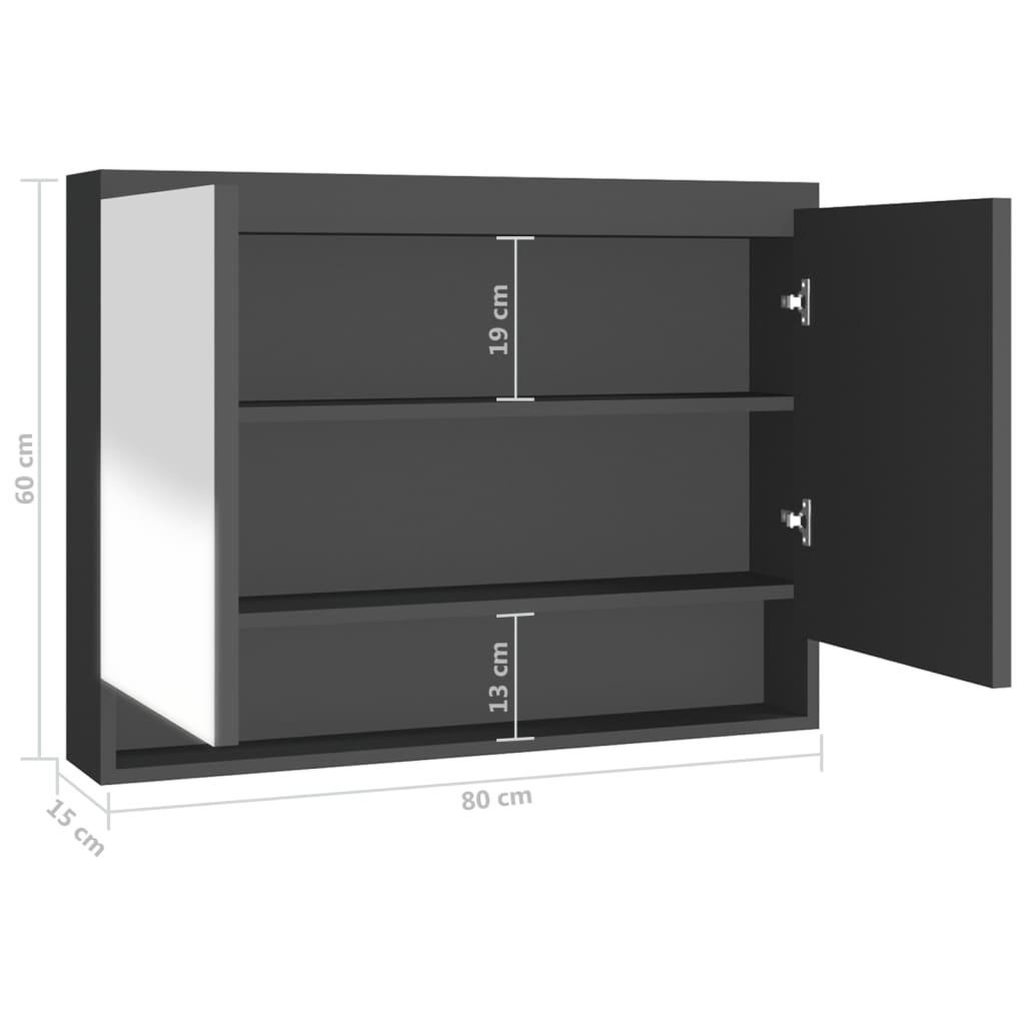 Voir la diapositive 6 : VIDAXL Armoire a miroir de salle de bain 80x15x60 cm mdf anthracite