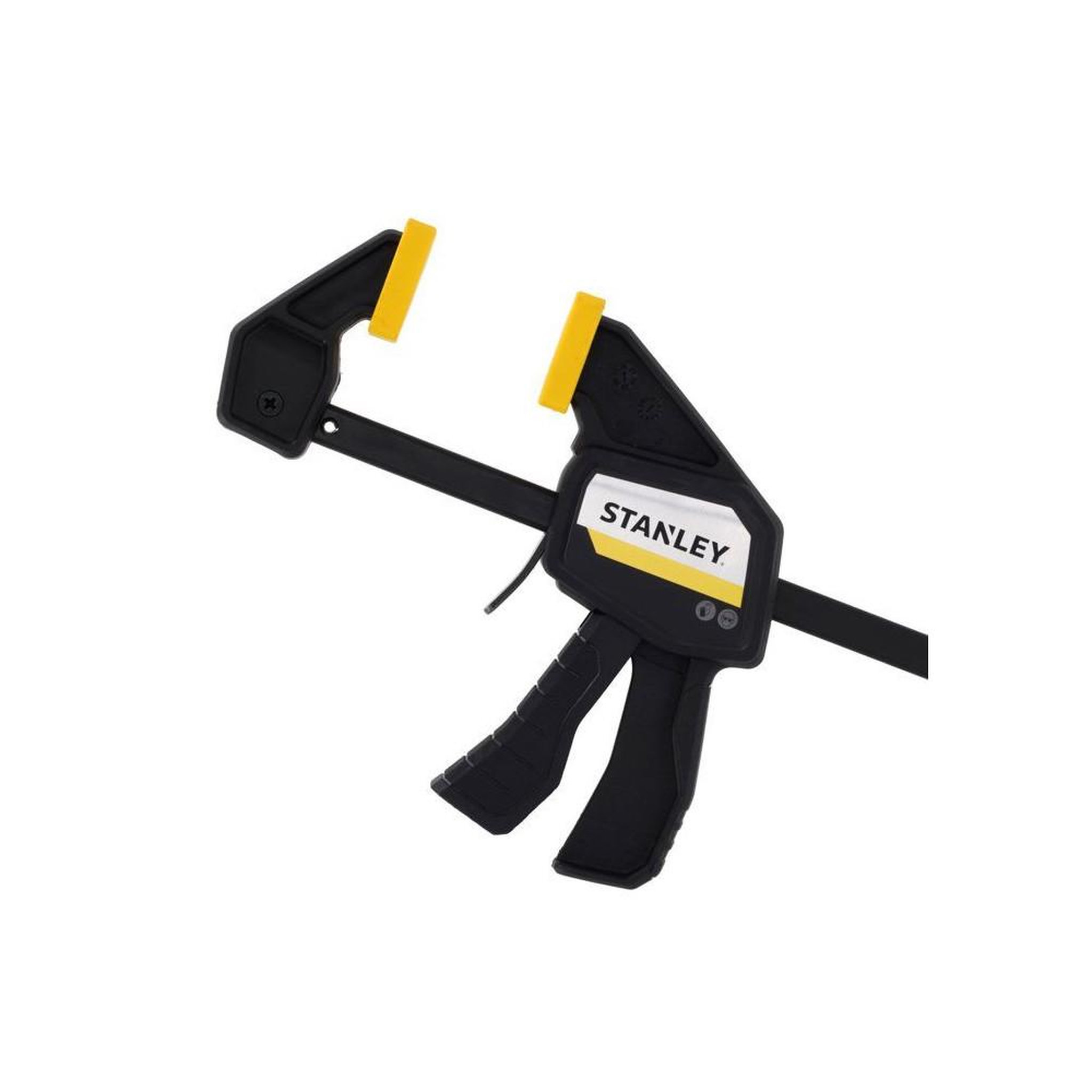 Voir la diapositive 2 : Stanley Lot de 2 serre-joints à barre 300 mm style gâchette, poignées texturées et coussinets de contact jaunes