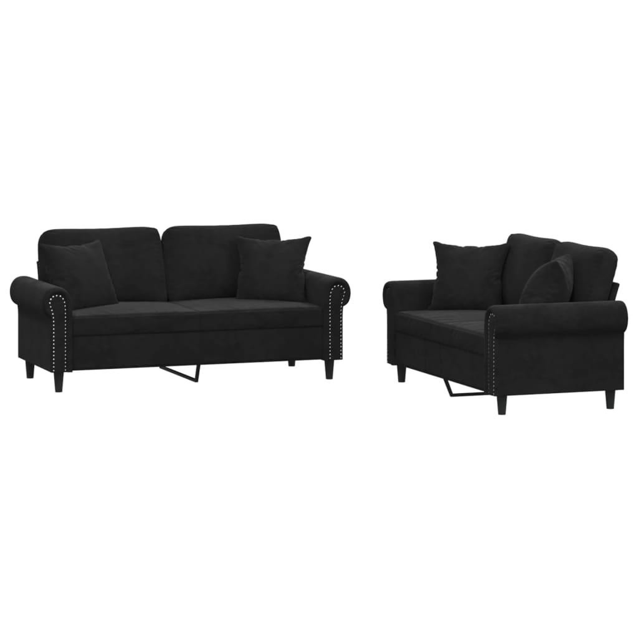 Voir la diapositive 2 : VIDAXL Ensemble de canapes 2 pcs avec coussins noir velours