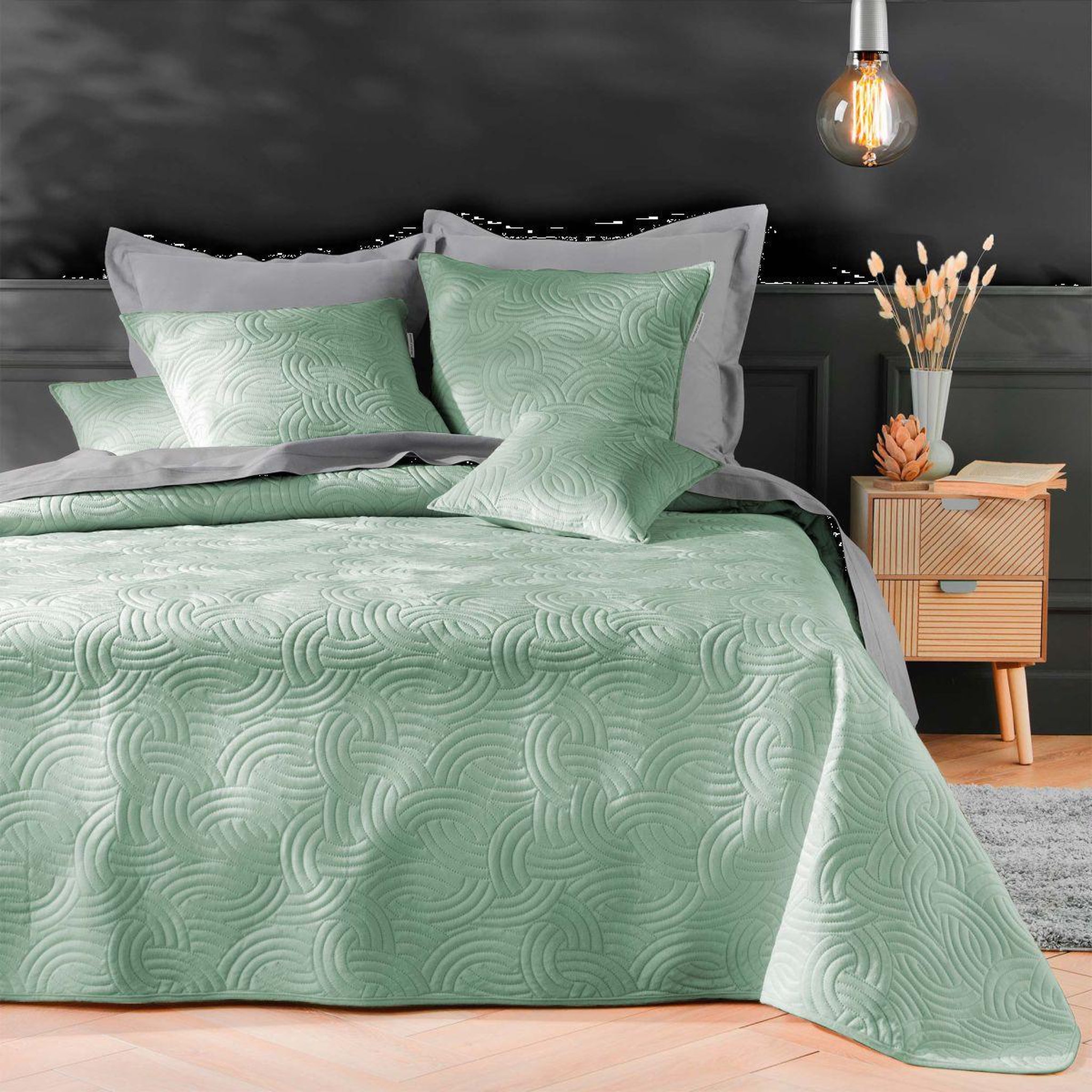 Douceur d'Intérieur Couvre-lit & 2 housses de coussin  solange  220x240cm sauge