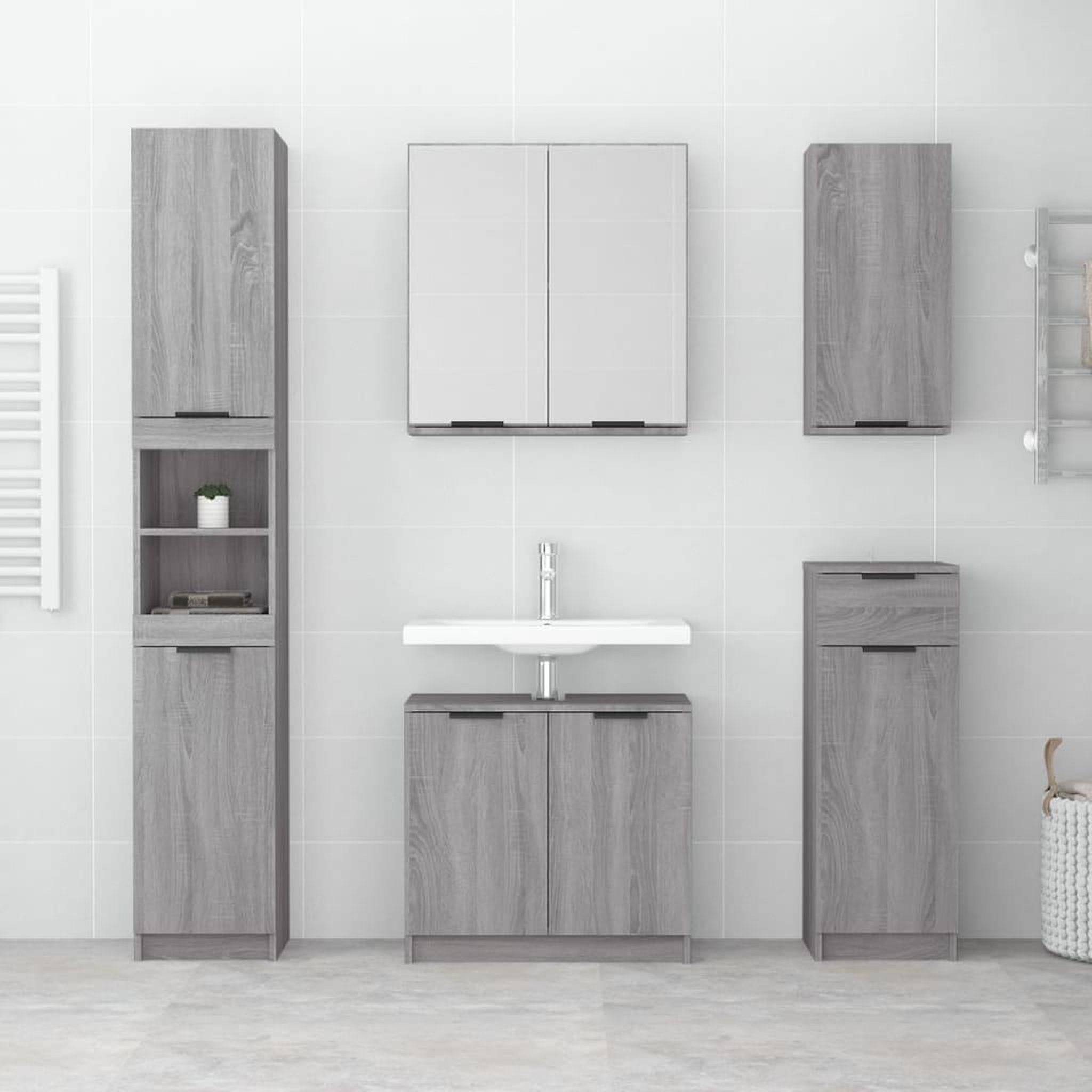 Voir la diapositive 3 : VIDAXL Armoire de bain Sonoma gris 32x34x188,5 cm Bois d'ingenierie