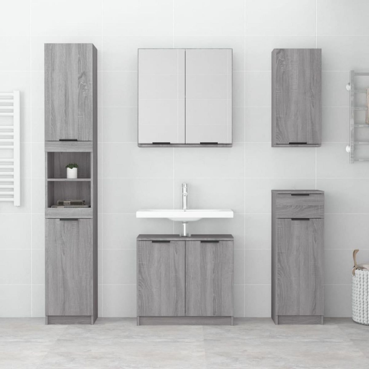 VIDAXL Armoire de bain Sonoma gris 32x34x188,5 cm Bois d'ingenierie