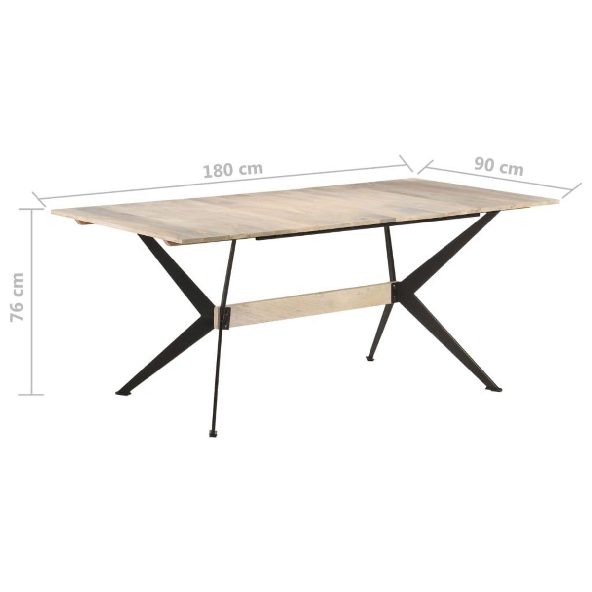 VIDAXL Table a manger 180x90x76 cm Bois de manguier massif