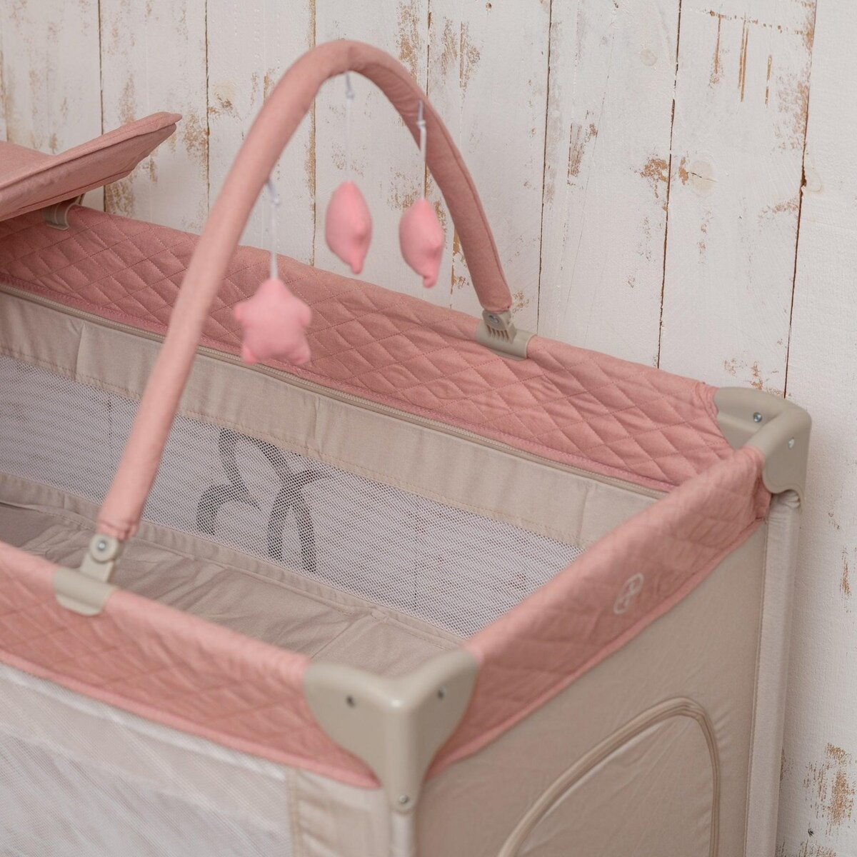 BEBELISSIMO BEBELISSIMO - Lit parapluie bébé - lit pliant - dès la naissance - Fais dodo  - table à langer et jouets - rose