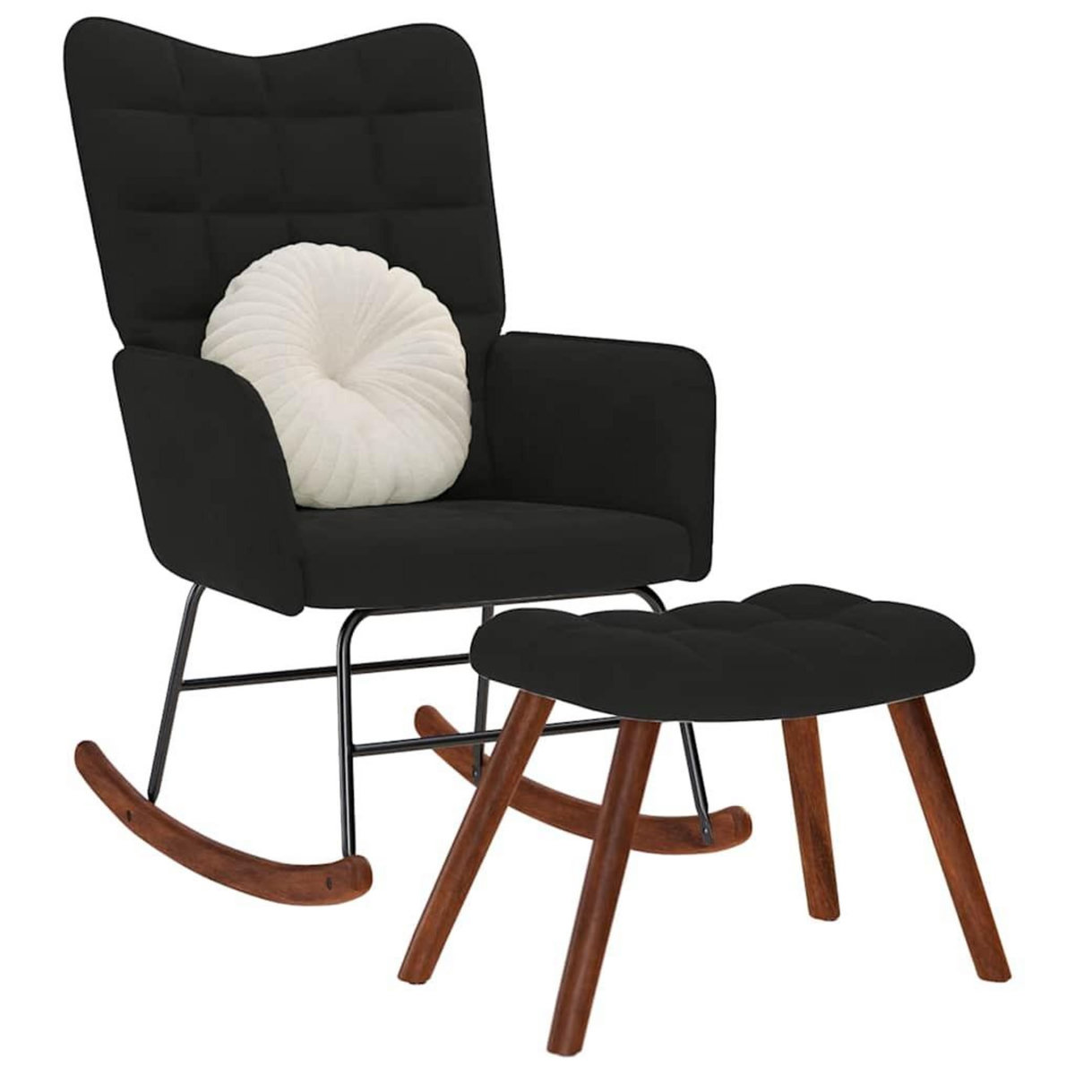 VIDAXL Chaise a bascule avec repose-pied noir velours