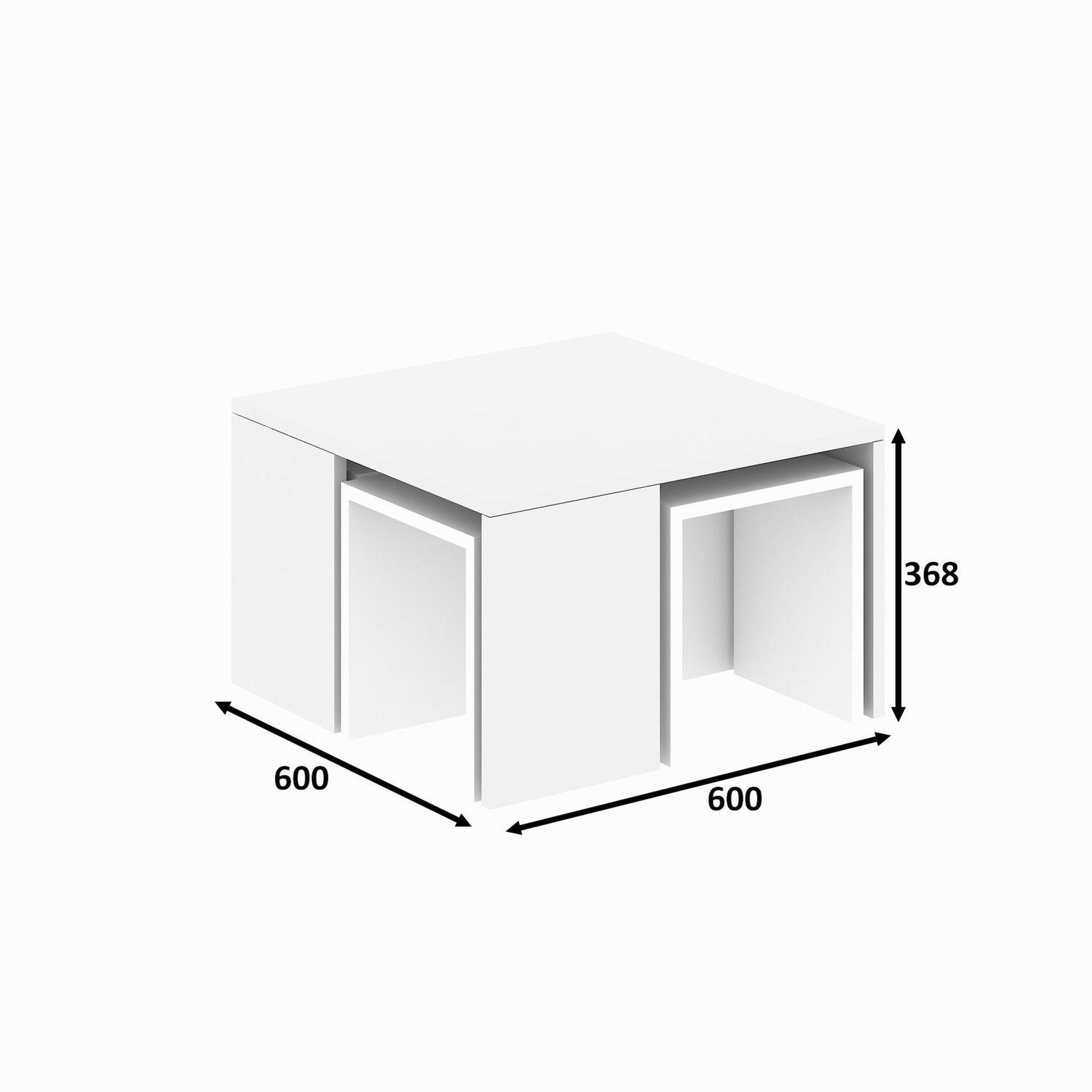 Voir la diapositive 3 : TOILINUX Ensemble table basse et 3 tables d'appoint gigognes roskilde - blanc