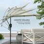 Voir la diapositive 5 : OUTSUNNY Parasol déporté octogonal inclinable Ø 2,93 x 2,60 m avec pied métal époxy alu crème