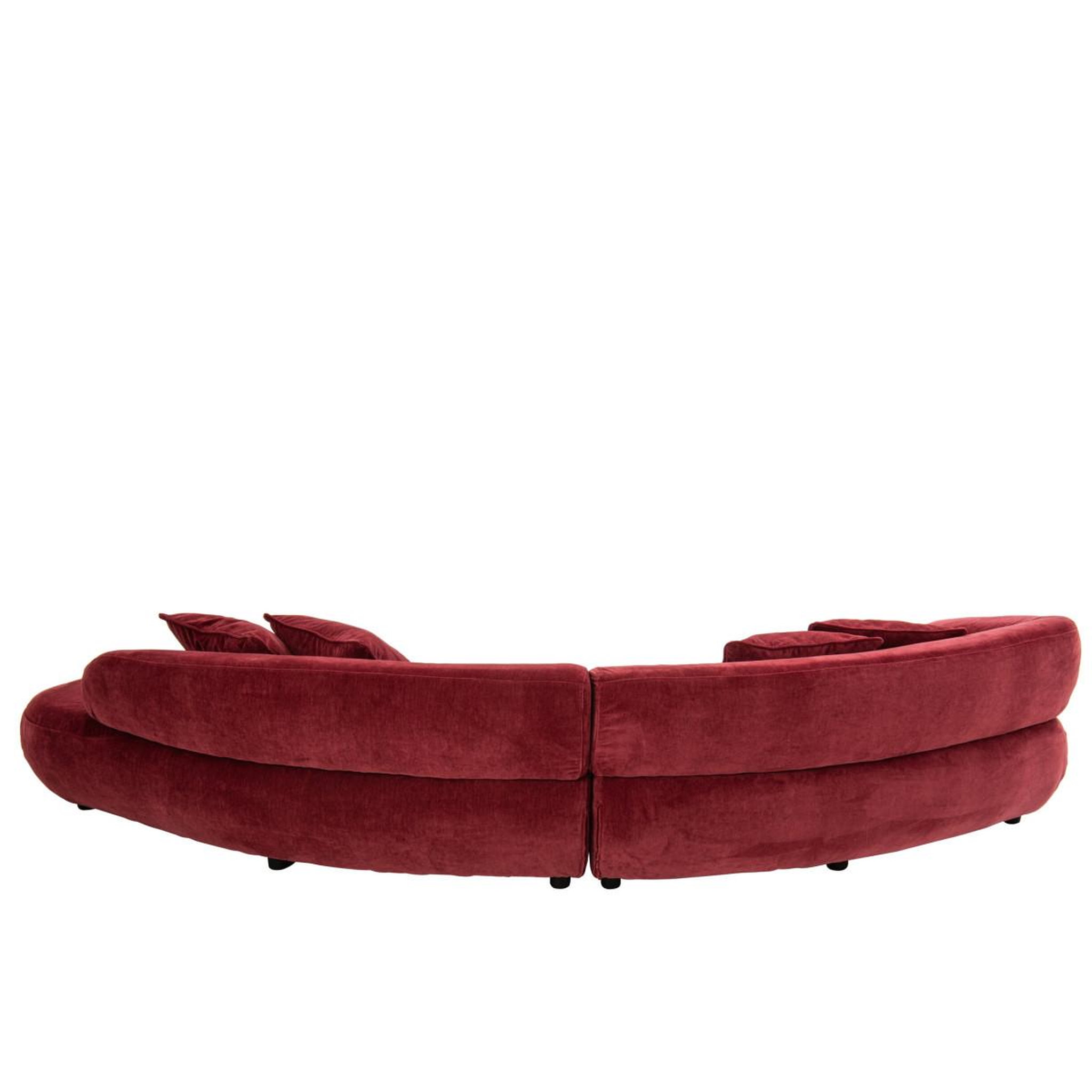 Voir la diapositive 2 : J-LINE Canapé 4 places arrondi  macaron  320cm bordeaux