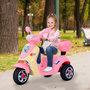 Voir la diapositive 2 : HOMCOM Moto scooter électrique pour enfants 6 V env. 3 Km/h 3 roues et topcase effet lumineux et sonore rose