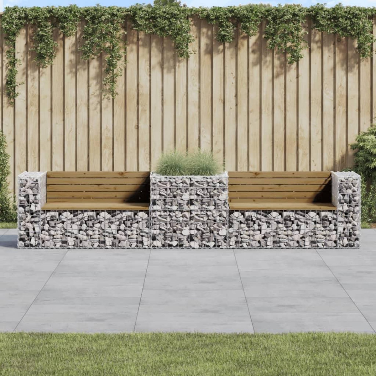 VIDAXL Banc de jardin avec panier en gabion bois de pin impregne