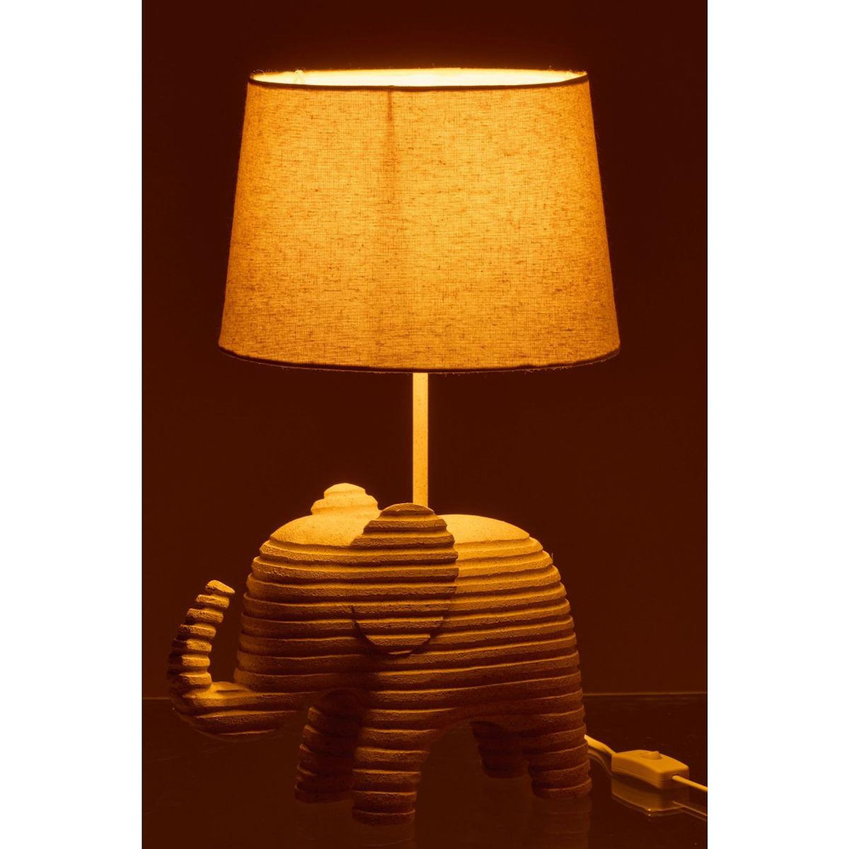 Paris Prix Lampe à Poser en Résine  Éléphant  48cm Beige