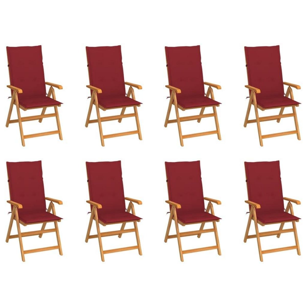 VIDAXL Chaises inclinables de jardin et coussins lot de 8 Teck solide