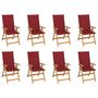 Voir la diapositive 1 : VIDAXL Chaises inclinables de jardin et coussins lot de 8 Teck solide