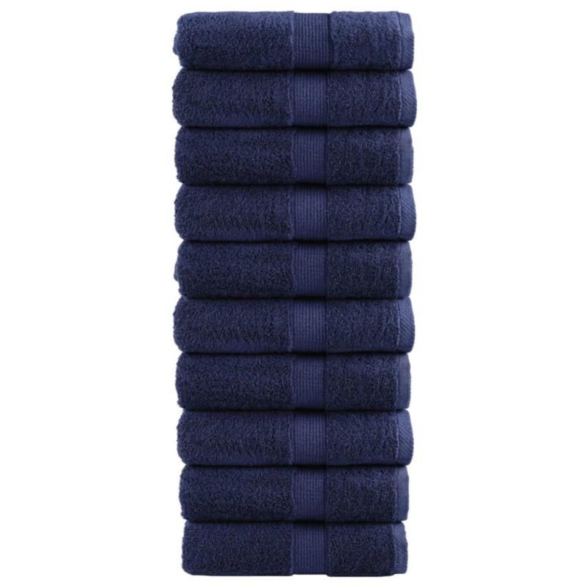 VIDAXL Serviettes de visage de qualité sup. SOLUND 10 pcs bleu marine