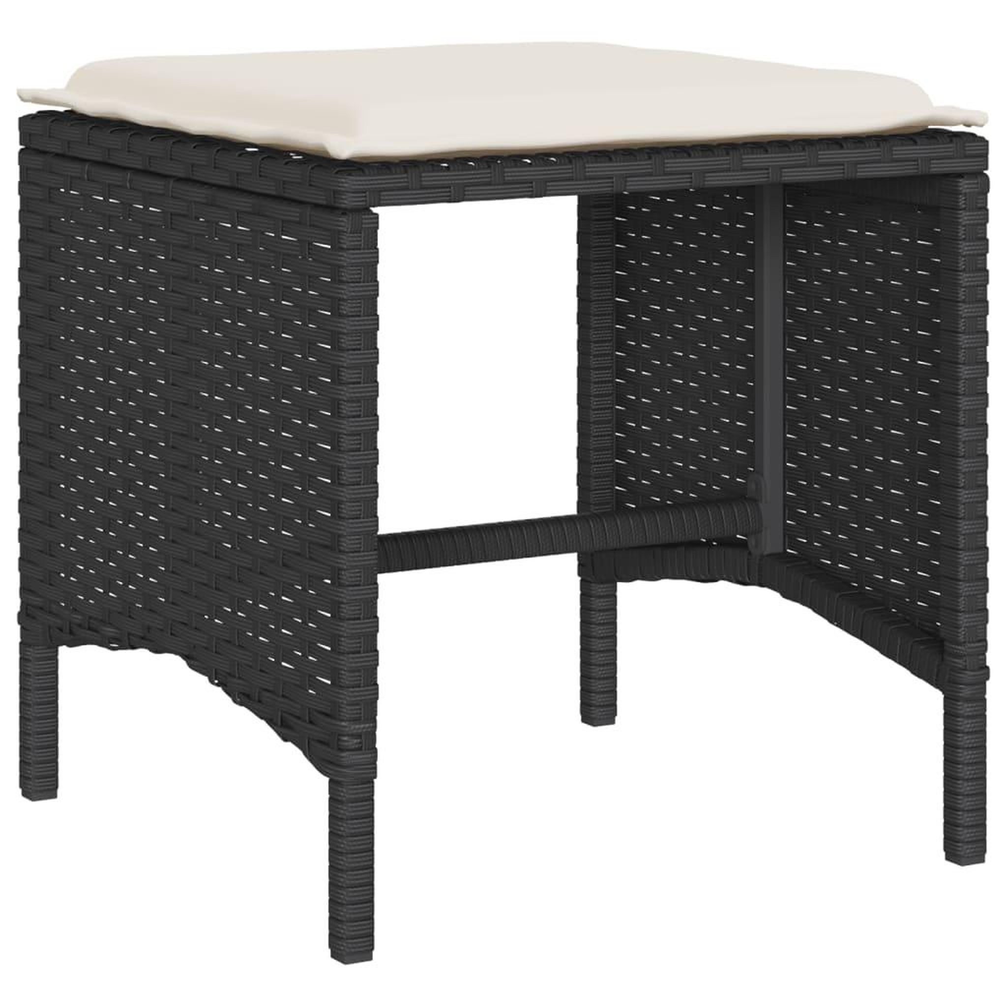 Voir la diapositive 5 : VIDAXL Salon de jardin 4 pcs avec coussins noir resine tressee