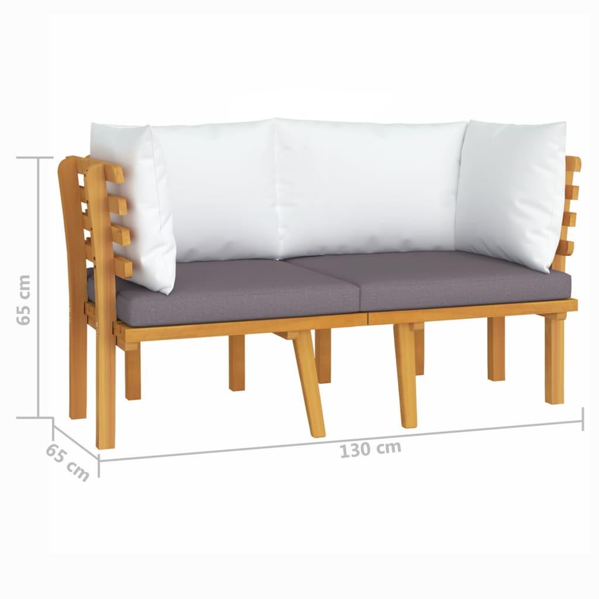 Voir la diapositive 6 : VIDAXL Canape de jardin 2 places avec coussins Bois d'acacia massif