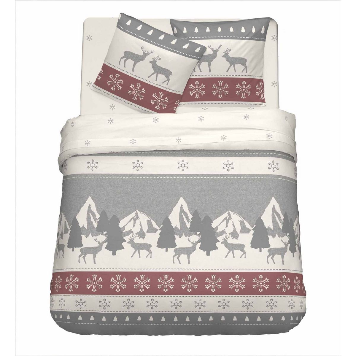 Parure housse de couette en coton 57 fils ALPAGES 