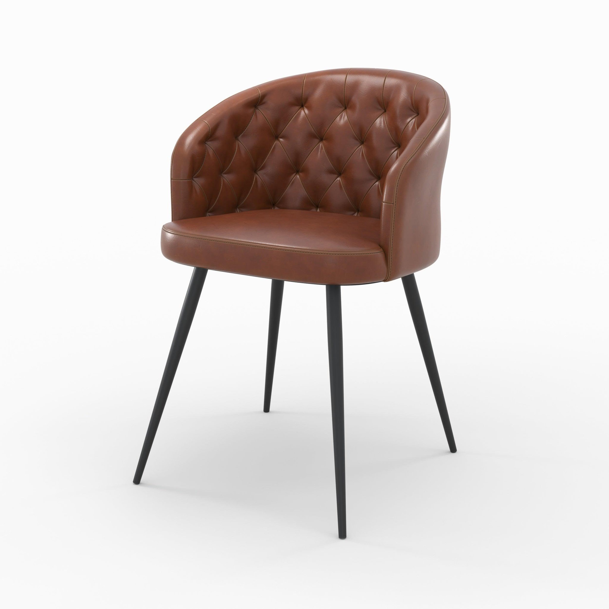 MAISON PAVANE Chaise en cuir de buffle marron et pieds en métal noir-anatole
